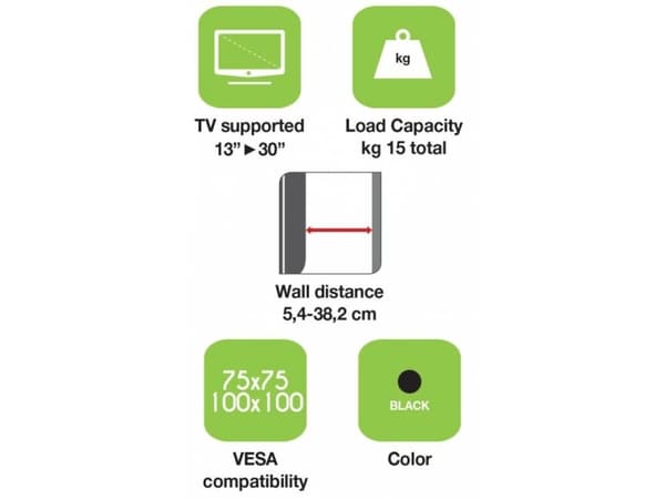 Teknisk brakett - for LCD-TV - svart - skjermstørrelse: 33-76,2 cm (13 tommer-30 tommer)