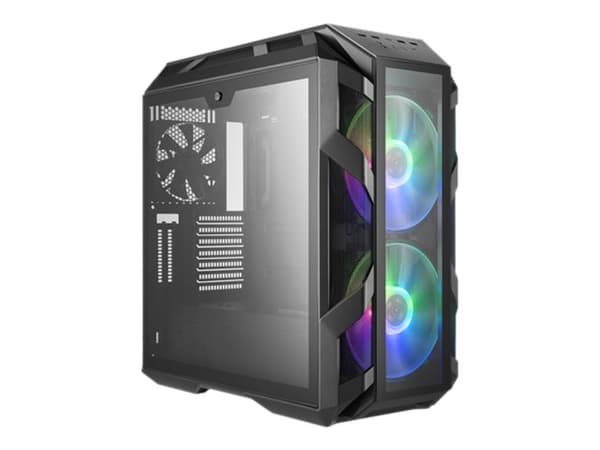 Cooler Master MasterCase H500M - Tower - utökad ATX - genomskinlig sidopanel (härdat glas) - ingen strömförsörjning (ATX / PS/2) - järngrå - USB/ljud Grå