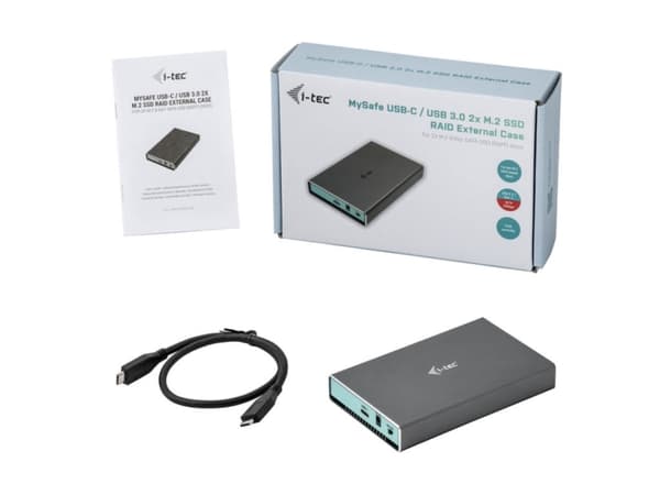 i-tec CAMYSAFEDUALM2, SSD-kotelo, M.2, Serial ATA III, 10 Gbit/s, USB-liitettävyys, Alumiini
