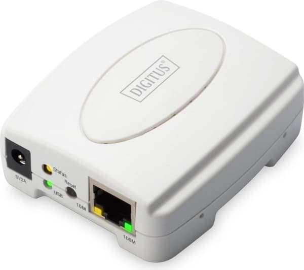 DIGITUS Fast Ethernet Print Server DN-13003-2 - Skriverserver - USB 2.0 - 100Mb LAN - 100Base-TX