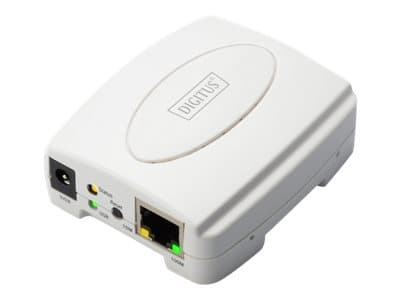 DIGITUS Fast Ethernet Print Server DN-13003-2 - Skriverserver - USB 2.0 - 100Mb LAN - 100Base-TX