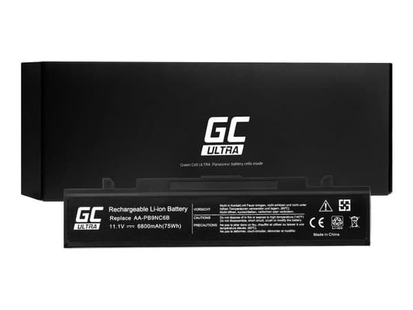 Green Cell ULTRA - Batteri til bærbar PC (tilsvarer: Samsung AA-PB9NC6B, Samsung AA-PB9NS6B) - litiumion - 6-cellers - 6800 mAh - svart - for Samsung