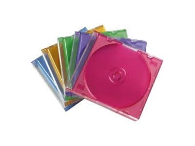 Hama - Tynn CD-oppbevaringseske - kapasitet: 1 CD - gjennomsiktig blå, transparent grønn, transparent oransje, transparent fiolett, transparent rosa