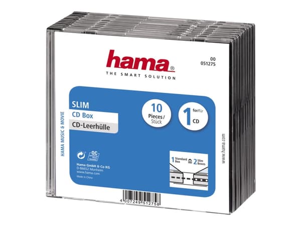 Hama CD Slim Jewel Case, pack 10, 1 levyt, Läpinäkyvä