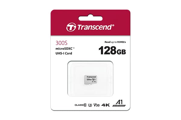 Transcend 300S - Flash-minneskort (adapter inkluderad) - 128 GB - A1 / Video Class V30 / UHS-I U3 - microSDXC