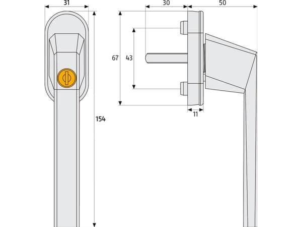 ABUS FG110 S SB, Vinduslåsingshåndtak, Sølv, Monokromatisk, Sylinderlås