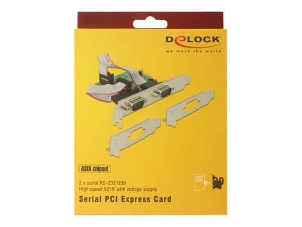 Delock PCI Express Card > 2 x Serial RS-232 High Speed 921K with Voltage supply - Seriell adapter - PCIe 2.0 - RS-232 x 2
