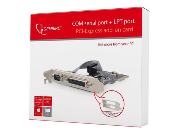 Gembird PEX-COMLPT-01 - Parallell/seriell adapter - PCIe 3.0 x4 - IEEE 1284 x 1 + RS-232 x 1