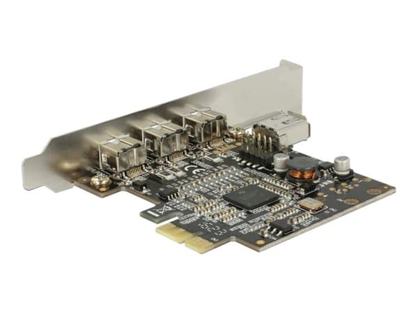 DeLock PCI Express-kort > 3 x ekstern FireWire B + 1 x intern FireWire A - FireWire-adapter - PCIe - FireWire 800