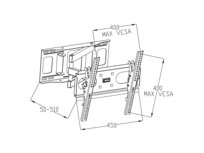 ART AR-77 - Brakett - for LCD-TV - metall - pulverbelagt svart - skjermstørrelse: 23"-46" - veggmonterbar
