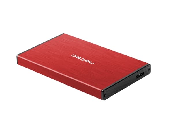 NATEC Rhino GO, HDD/SSD-kabinett, 2.5", Serial ATA III, 6 Gbit/s, USB-tilkobling, Rød