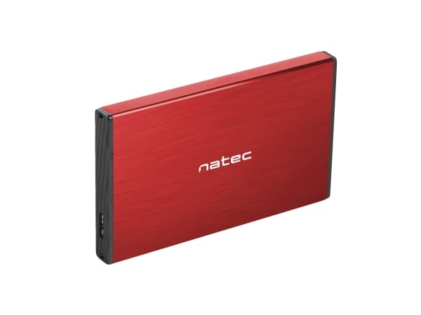 NATEC Rhino GO, HDD/SSD-kabinett, 2.5", Serial ATA III, 6 Gbit/s, USB-tilkobling, Rød