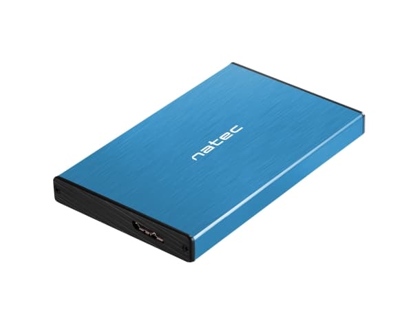 NATEC Rhino GO, HDD- / SSD kabinett, 2.5", Serial ATA III, 6 Gbit/s, USB-anslutning, Blå Blå