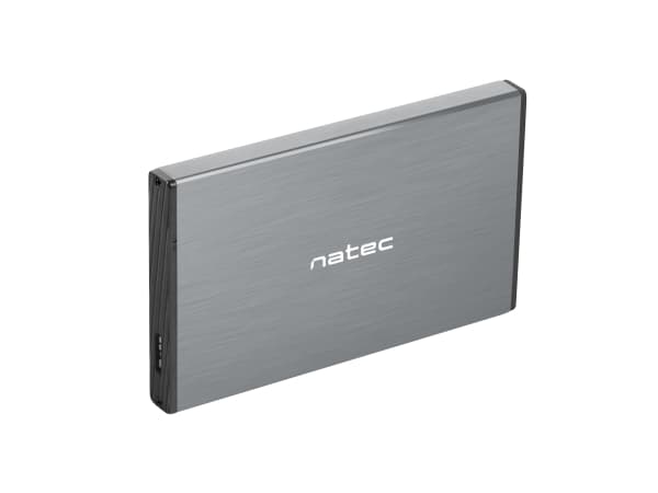 NATEC Rhino GO, HDD/SSD-kabinett, 2.5", Serial ATA III, 6 Gbit/s, USB-tilkobling, Grå Grå