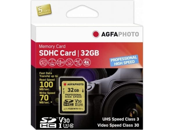 AgfaPhoto 10605 32GB SDHC Class 10 UHS-I 100MB/s 70MB/s