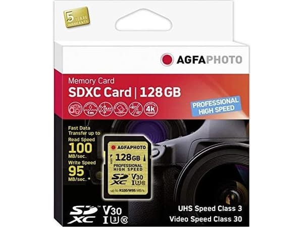 AgfaPhoto 10607 128GB SDXC Class 10 UHS-I 100MB/s 95MB/s