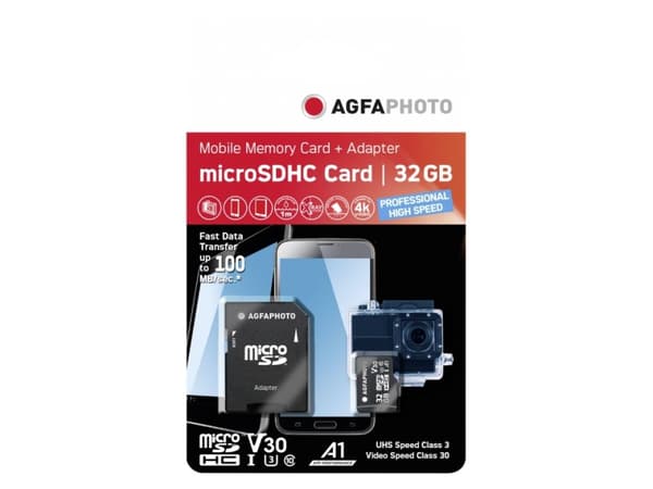 AgfaPhoto 10615, 32 GB, MicroSDXC, Klass 10, UHS-I, 100 MB/s, 95 MB/s