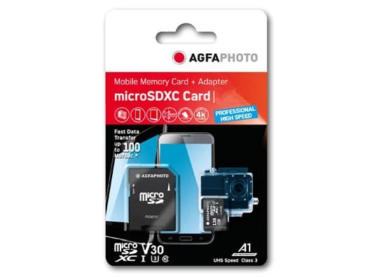 AgfaPhoto 10616, 64 GB, MicroSDHC, Klasse 10, UHS-I, 100 MB/s, 70 MB/s