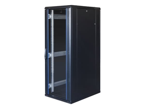 19" Kommunikasjonsskap TOTEN, System G, 32U, 600x800, glassdører, bakre perforerte dører, opp til 800kg, sort / G6.6832.9801 / 19-G6832GP