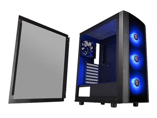 Thermaltake Versa J25 - Tempered Glass RGB Edition - tower - ATX - genomskinlig sidopanel (härdat glas) - ingen strömförsörjning (PS/2) - svart - USB