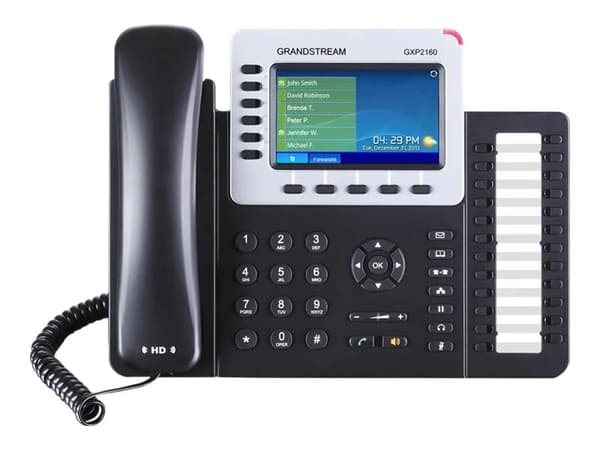 Grandstream GXP2160 Enterprise IP-telefon - VoIP-telefon - 5-veis opkaldskapasitet - SIP, RTCP, RTP, SRTP - 6 linier
