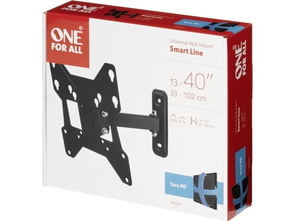 One For All WM2241, 33 cm (13"), 101,6 cm (40"), 75 x 75 mm, 200 x 200 mm, 0 - 15°, Musta