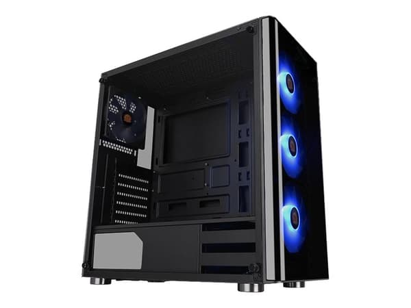 Thermaltake V Series V200 TG RGB - Tempered Glass RGB Edition - tower - ATX - genomskinlig sidopanel (härdat glas) - ingen strömförsörjning (PS/2) - Svart