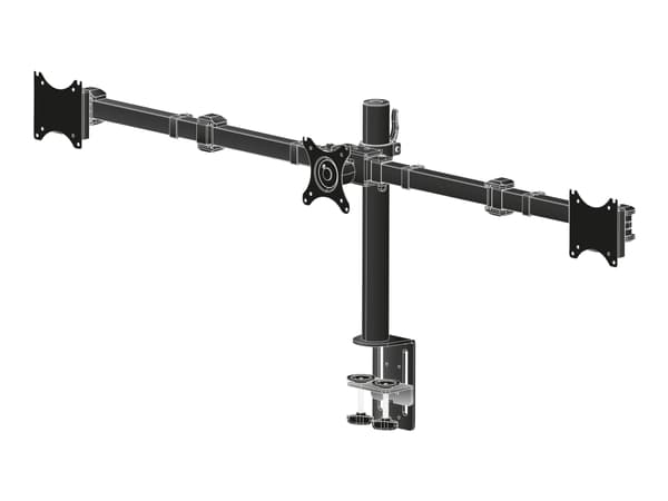 Iiyama DS1003C-B1 - Stativ - justerbar arm - for 3 skjermer - svart - skjermstørrelse: 10"-27" - skrivebordsstativ Sort
