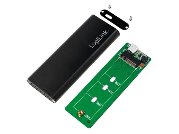 LogiLink UA0314, SSD-kotelo, M.2, SATA, 10 Gbit/s, USB-liitettävyys, Musta musta
