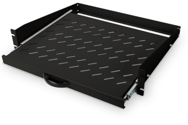 DIGITUS Professional DN-19-TRAY-2-450-SW Extendible - Hylla för rack - svart, RAL 9005 - 2U - 19" - för P/N: DN-31102-B