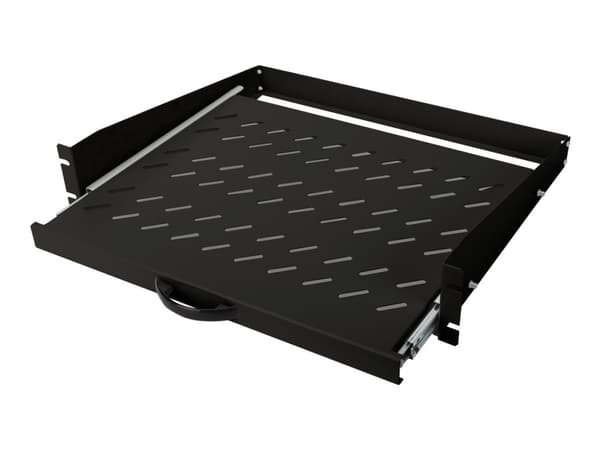 DIGITUS Professional DN-19-TRAY-2-450-SW Extendible - Hylla för rack - svart, RAL 9005 - 2U - 19" - för P/N: DN-31102-B