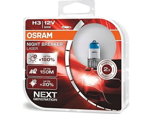 Osram Night Breaker Laser, 68 W, 12 V, H3, Halogen, 2 styck