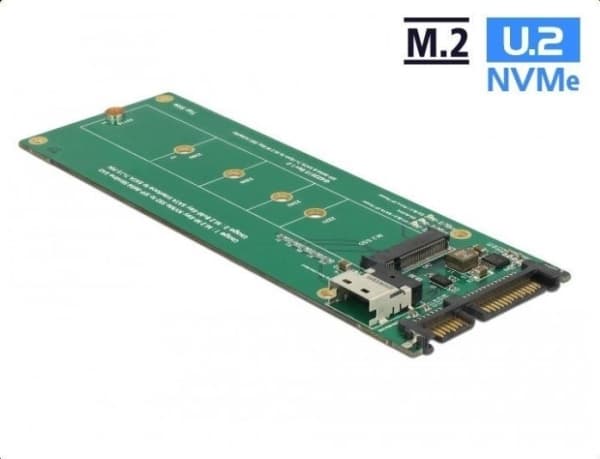 Delock U.2 SFF-8654 or SATA Converter to 1 x M.2 Key M slot - Diskkontroller - M.2 - M.2 NVMe Card / SATA 6Gb/s - PCIe, SATA 6Gb/s