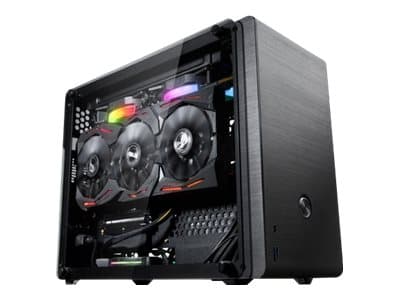 RAIJINTEK OPHION EVO - Tower - mini ITX - genomskinlig sidopanel (härdat glas) - ingen strömförsörjning (PS/2) - svartbelagd - USB