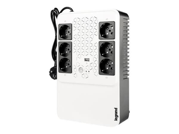Legrand Keor Multiplug - UPS - AC 230 V - 480 watt - 800 VA - enkeltfase - 7 Ah - utgangskontakter: 6 - Frankrike Sort, Hvit