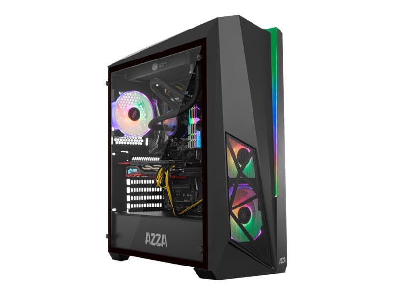 AZZA Thor 320DH - Tower - ATX - windowed side panel (tempered glass) - inget nätaggregat - svart - USB/ljud