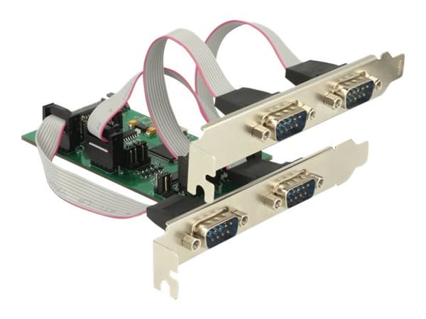 Delock PCI Express Card &gt; 3 x Serial RS-232 + 1 x TTL 3.3 V / RS-232 jännitesyötöllä - Sarjasovitin - PCIe low profile - RS-232 x 3 + RS-232 (TTL)