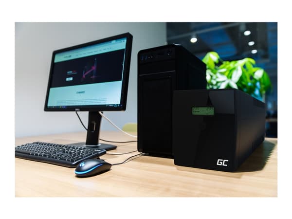 Green Cell Micropower - UPS - AC 220/230/240 V - 1200 watt - 2000 VA - 9 Ah - USB - utgangskontakter: 4 Sort