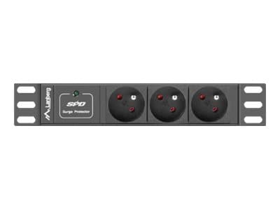 Lanberg PDU-03F-0200-BK, 1U, Vaaka, Musta, 3 AC-pistorasia(a), Tyyppi F, 2 m