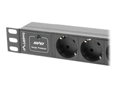 Lanberg PDU-03F-0200-BK - Tehonjakoyksikkö (räkkiversio) - AC 230 V - 4000 Watt - tulo: CEE 7/4/CEE 7/7 - lähtöliittimet: 3 (tyyppi F) - 1U - 10" - 2