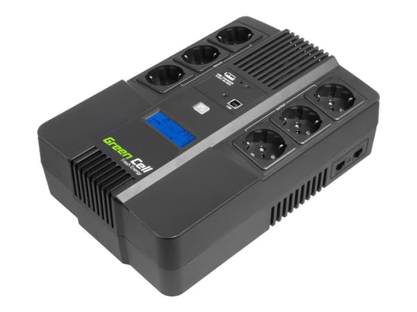 Green Cell AiO - UPS - AC 220/230/240 V - 480 watt - 800 VA - 9 Ah - USB - utgangskontakter: 6 Sort