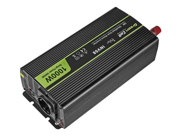Green Cell - DC-AC strøminverter - 12 V - 1000 watt - svart