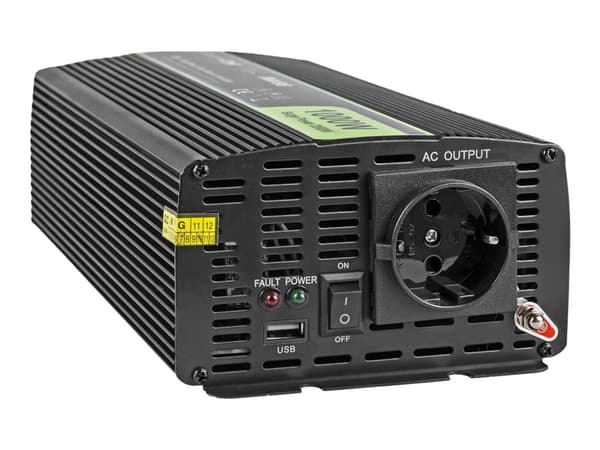 Green Cell - DC-AC strøminverter - 12 V - 1000 watt - svart Sort