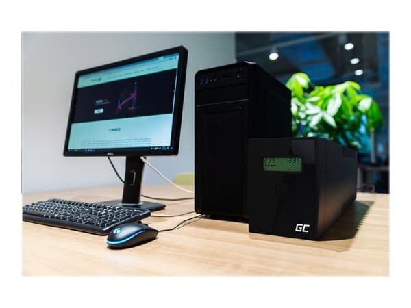 Green Cell Microsine - UPS - AC 220/230/240 V - 700 Watt - 1000 VA - 7 At - USB - utgangskontakter: 4