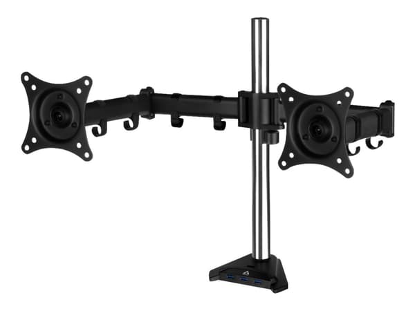 ARCTIC Z2 Pro - Monteringssett (kausemontering, klemme, monteringsarm, spindel) - for 2 LCD-skjermer - stål, ADC12-legering i flyklasse - matt svart Sort