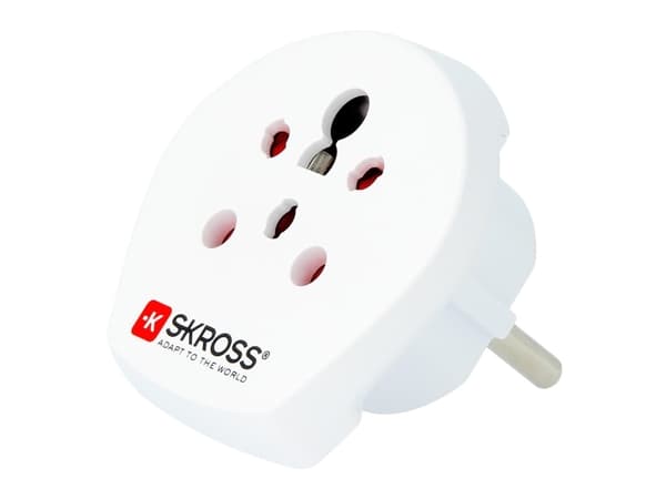 Skross 1.500217-E, Type C (Europlugg), Universal, Type D (UK), Type H (IL), Type K (DK), 100 - 250 V, 10 A, Hvit
