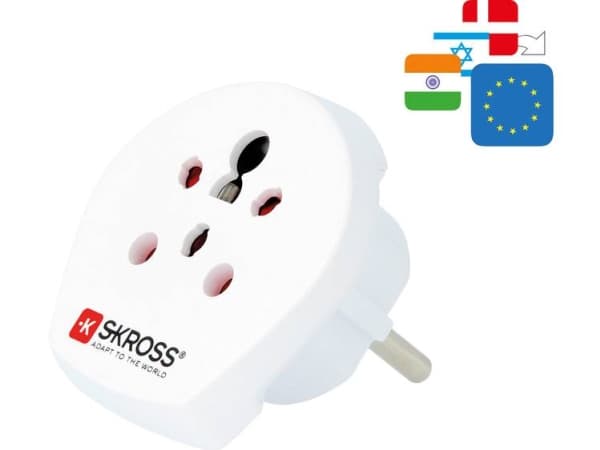 Skross 1.500217-E, Type C (Europlugg), Universal, Type D (UK), Type H (IL), Type K (DK), 100 - 250 V, 10 A, Hvit