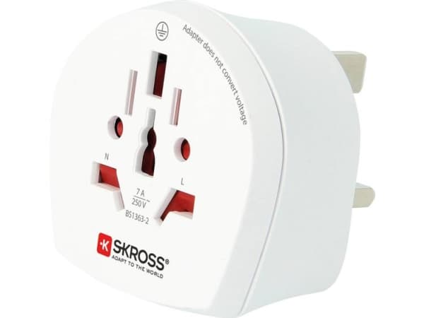 SKROSS Country Travel Adapter World to UK - Adapter for strømkontakt - AC 100-250 V - 7 A - hvit - Storbritannia