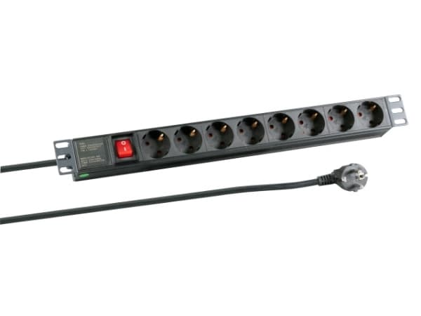 EFB Elektronik EK622DE.2, 1U, Termoplast, Sort, 8 AC-utganger, Type F, Type F Sort