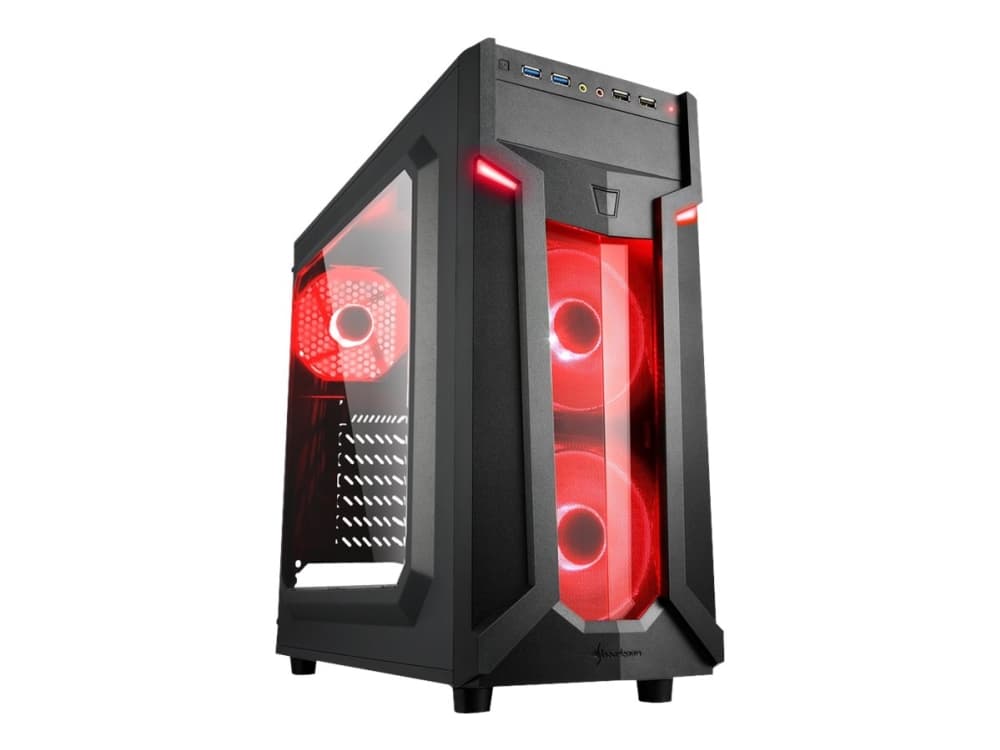 Sharkoon VG6-W - Tower - ATX - windowed side panel (acrylic) - inget nätaggregat - röd - USB/ljud